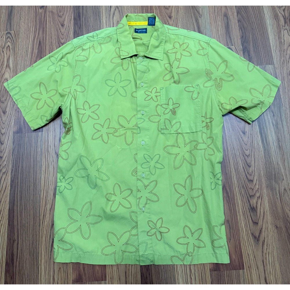 Levi's Silvertab Shirt Mens Large Floral Y2K Skate Button Up Green